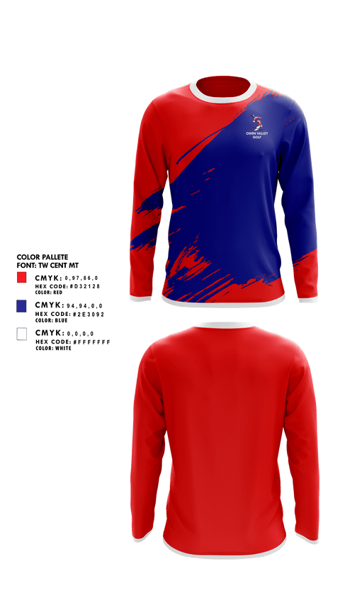 Long Sleeve Performance Shirt, Owen Valley High School Golf, Golf, Teamtime, Team time, sublimation, custom sports apparel, team uniforms, spirit wear, spiritwear, sports uniforms, custom shirts, team store, custom team store, fundraiser sports, apparel fundraiser