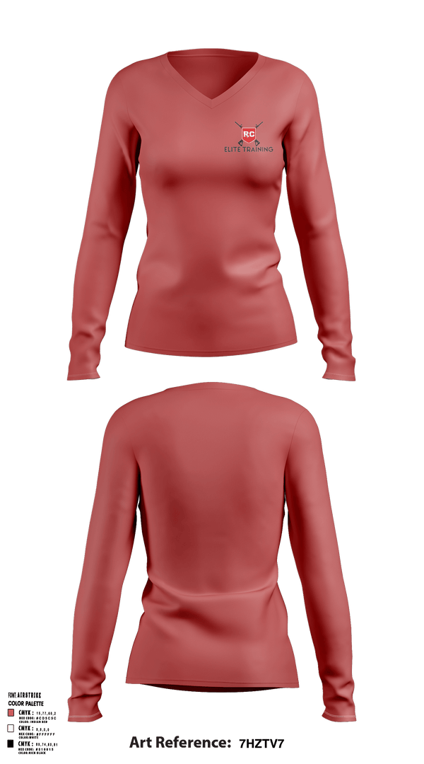Womens Long Sleeve Vneck Shirt, RC Elite Training, , Teamtime, Team time, sublimation, custom sports apparel, team uniforms, spirit wear, spiritwear, sports uniforms, custom shirts, team store, custom team store, fundraiser sports, apparel fundraiser