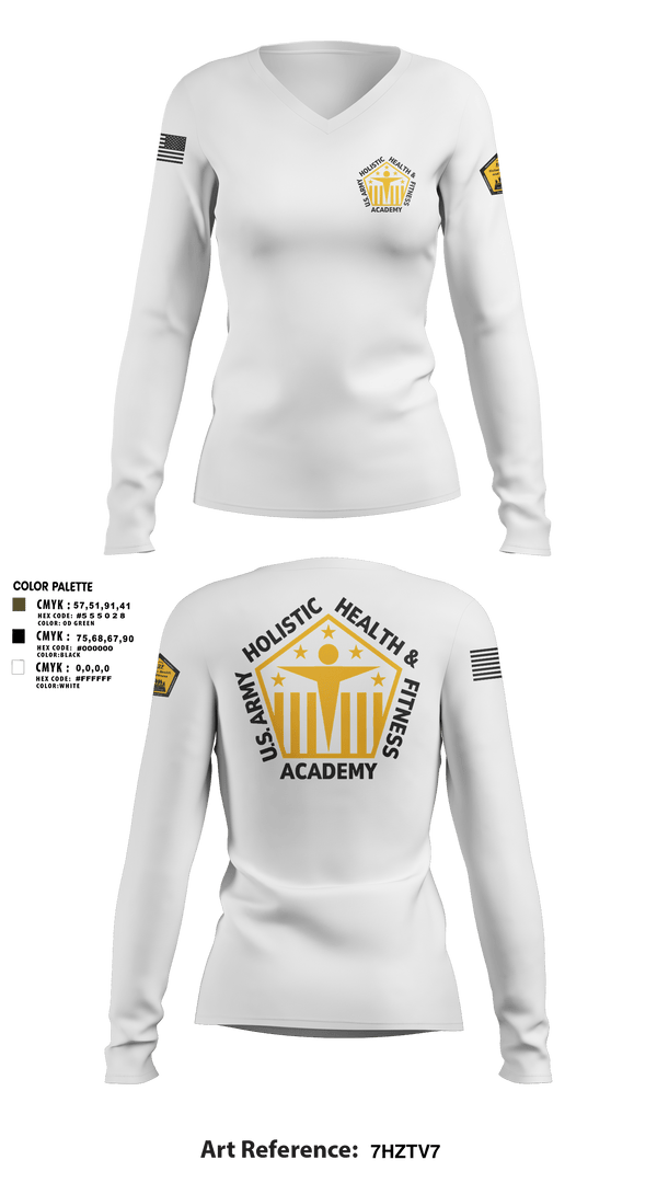 Womens Long Sleeve Vneck Shirt 1, U.S. Army Holistic Health & Fitness Academy, Army, Teamtime, Team time, sublimation, custom sports apparel, team uniforms, spirit wear, spiritwear, sports uniforms, custom shirts, team store, custom team store, fundraiser sports, apparel fundraiser