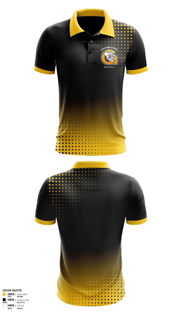 Short Sleeve Performance Polo, Grant Middle School Men's Basketball, , Teamtime, Team time, sublimation, custom sports apparel, team uniforms, spirit wear, spiritwear, sports uniforms, custom shirts, team store, custom team store, fundraiser sports, apparel fundraiser