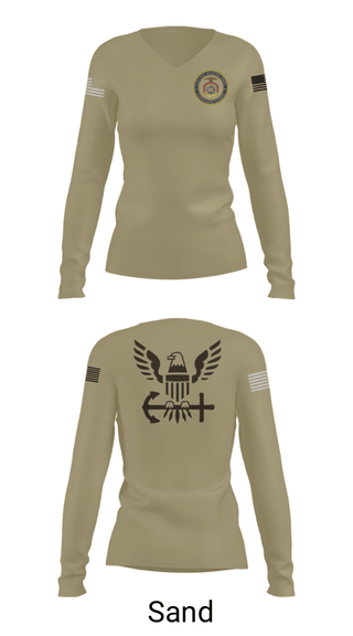 Women's Long Sleeve Vneck Shirt, Chaplain Corp, Navy, Teamtime, Team time, sublimation, custom sports apparel, team uniforms, spirit wear, spiritwear, sports uniforms, custom shirts, team store, custom team store, fundraiser sports, apparel fundraiser