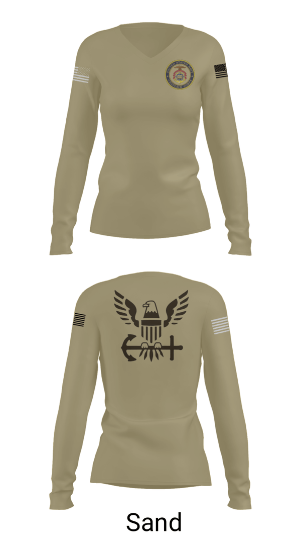Women's Long Sleeve Vneck Shirt, Chaplain Corp, Navy, Teamtime, Team time, sublimation, custom sports apparel, team uniforms, spirit wear, spiritwear, sports uniforms, custom shirts, team store, custom team store, fundraiser sports, apparel fundraiser