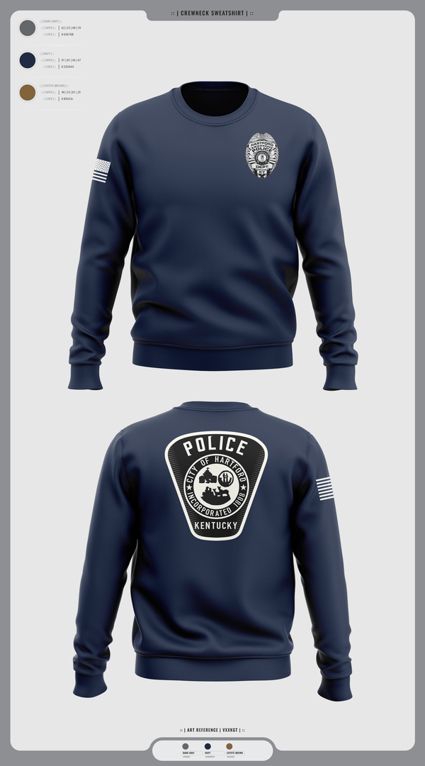 Crew Neck Sweatshirt, Hartford Police Department, Police, Teamtime, Team time, sublimation, custom sports apparel, team uniforms, spirit wear, spiritwear, sports uniforms, custom shirts, team store, custom team store, fundraiser sports, apparel fundraiser