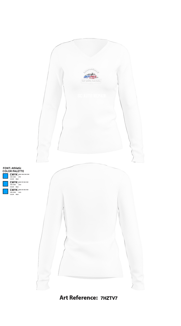 Womens Long Sleeve Vneck Shirt, GC AUTO REPAIR, , Teamtime, Team time, sublimation, custom sports apparel, team uniforms, spirit wear, spiritwear, sports uniforms, custom shirts, team store, custom team store, fundraiser sports, apparel fundraiser
