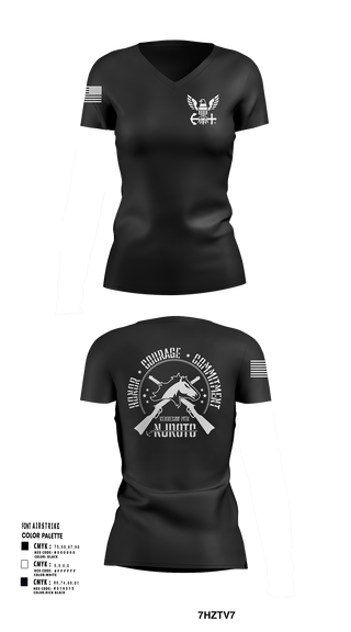 Womens Short Sleeve Vneck Shirt, Kennesaw Mountain NJROTC, Navy, Teamtime, Team time, sublimation, custom sports apparel, team uniforms, spirit wear, spiritwear, sports uniforms, custom shirts, team store, custom team store, fundraiser sports, apparel fundraiser