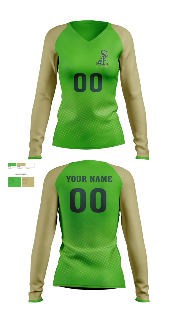 Womens Long Sleeve Vneck Shirt, Saint Edward High School Volleyball, Women's Volleyball, Teamtime, Team time, sublimation, custom sports apparel, team uniforms, spirit wear, spiritwear, sports uniforms, custom shirts, team store, custom team store, fundraiser sports, apparel fundraiser