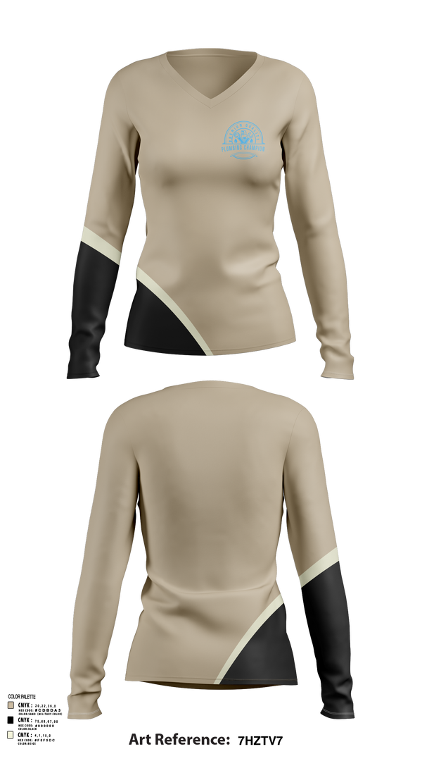 Womens Long Sleeve Vneck Shirt, Plumbing Champion, , Teamtime, Team time, sublimation, custom sports apparel, team uniforms, spirit wear, spiritwear, sports uniforms, custom shirts, team store, custom team store, fundraiser sports, apparel fundraiser