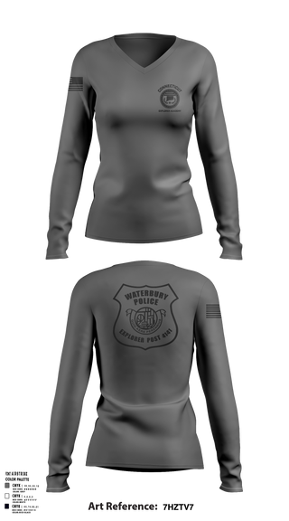 Womens Long Sleeve Vneck Shirt, Waterbury Police Explorers, , Teamtime, Team time, sublimation, custom sports apparel, team uniforms, spirit wear, spiritwear, sports uniforms, custom shirts, team store, custom team store, fundraiser sports, apparel fundraiser