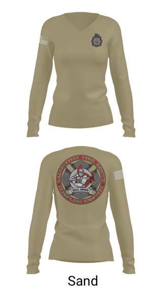Womens Long Sleeve Vneck Shirt, GFR Station 3, Fire Department, Teamtime, Team time, sublimation, custom sports apparel, team uniforms, spirit wear, spiritwear, sports uniforms, custom shirts, team store, custom team store, fundraiser sports, apparel fundraiser
