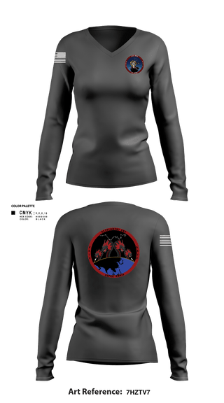 Womens Long Sleeve Vneck Shirt, Detachment 1, 24th MDSB, , Teamtime, Team time, sublimation, custom sports apparel, team uniforms, spirit wear, spiritwear, sports uniforms, custom shirts, team store, custom team store, fundraiser sports, apparel fundraiser