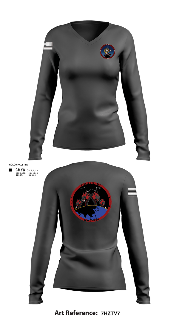 Womens Long Sleeve Vneck Shirt, Detachment 1, 24th MDSB, , Teamtime, Team time, sublimation, custom sports apparel, team uniforms, spirit wear, spiritwear, sports uniforms, custom shirts, team store, custom team store, fundraiser sports, apparel fundraiser