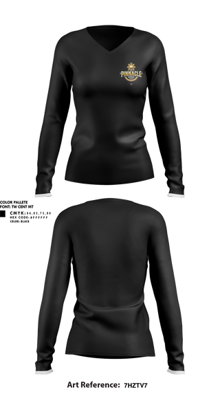 Womens Long Sleeve Vneck Shirt, Pinnacle Martial Arts, , Teamtime, Team time, sublimation, custom sports apparel, team uniforms, spirit wear, spiritwear, sports uniforms, custom shirts, team store, custom team store, fundraiser sports, apparel fundraiser