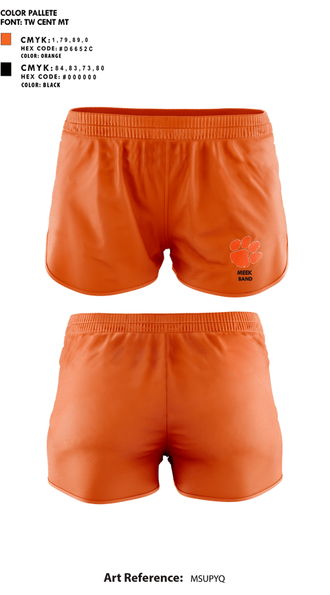Womens Shorts, Meek High School Band, Spirit Store, Teamtime, Team time, sublimation, custom sports apparel, team uniforms, spirit wear, spiritwear, sports uniforms, custom shirts, team store, custom team store, fundraiser sports, apparel fundraiser