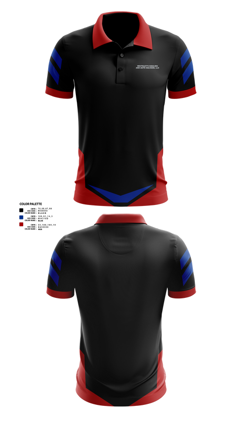 Short Sleeve Performance Polo, Whiteley’s Hauling And Auto Salvage, , Teamtime, Team time, sublimation, custom sports apparel, team uniforms, spirit wear, spiritwear, sports uniforms, custom shirts, team store, custom team store, fundraiser sports, apparel fundraiser