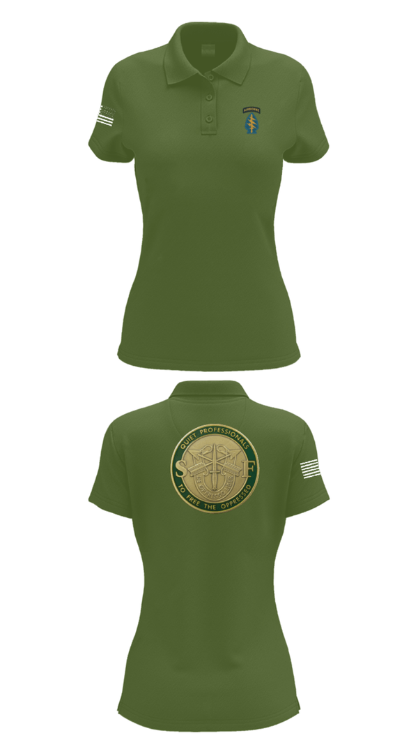 Women's Short Sleeve Performance Polo, Echo 20th SFG, National Guard, Teamtime, Team time, sublimation, custom sports apparel, team uniforms, spirit wear, spiritwear, sports uniforms, custom shirts, team store, custom team store, fundraiser sports, apparel fundraiser