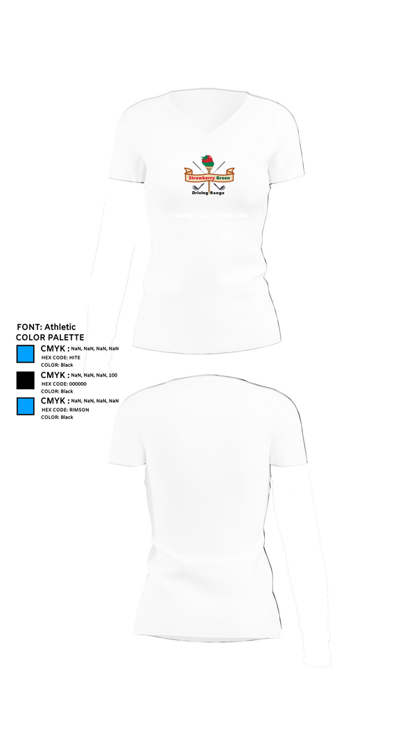Womens Short Sleeve Vneck Shirt, strawberry green driving range, Golf, Teamtime, Team time, sublimation, custom sports apparel, team uniforms, spirit wear, spiritwear, sports uniforms, custom shirts, team store, custom team store, fundraiser sports, apparel fundraiser