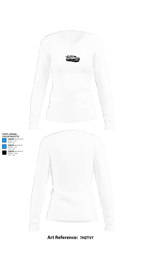 Womens Long Sleeve Vneck Shirt, EJ TOWING AND RECOVERY, , Teamtime, Team time, sublimation, custom sports apparel, team uniforms, spirit wear, spiritwear, sports uniforms, custom shirts, team store, custom team store, fundraiser sports, apparel fundraiser
