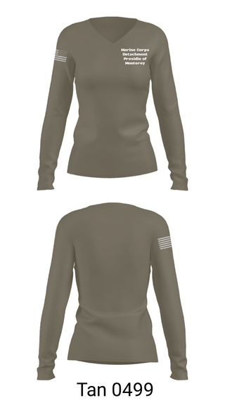 Womens Long Sleeve Vneck Shirt, Marine Corps Detachment Presidio of Monterey, Marines, Teamtime, Team time, sublimation, custom sports apparel, team uniforms, spirit wear, spiritwear, sports uniforms, custom shirts, team store, custom team store, fundraiser sports, apparel fundraiser