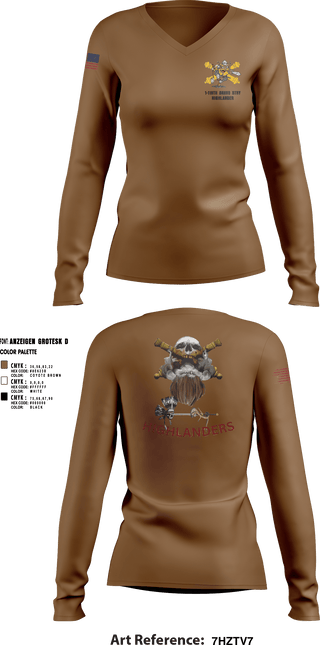 Women's Long Sleeve Vneck Shirt, Bravo 1-119th FA, , Teamtime, Team time, sublimation, custom sports apparel, team uniforms, spirit wear, spiritwear, sports uniforms, custom shirts, team store, custom team store, fundraiser sports, apparel fundraiser