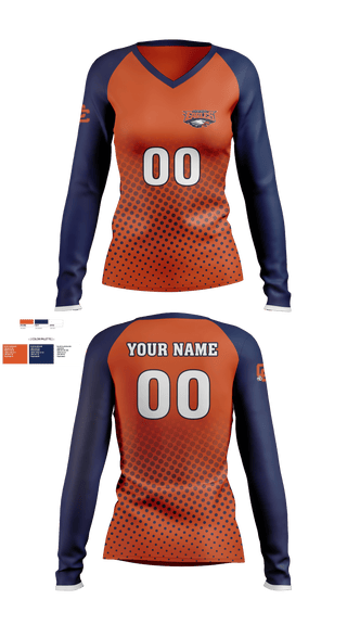 Women's Long Sleeve Vneck Shirt, Clarke County High School Volleyball, Women's Volleyball, Teamtime, Team time, sublimation, custom sports apparel, team uniforms, spirit wear, spiritwear, sports uniforms, custom shirts, team store, custom team store, fundraiser sports, apparel fundraiser