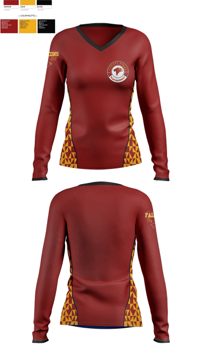 Falcons Girls Flag Football 76046302 Women's Long Sleeve V-neck Shirt - 1