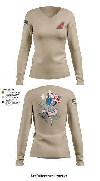 Womens Long Sleeve Vneck Shirt, VFA-102, , Teamtime, Team time, sublimation, custom sports apparel, team uniforms, spirit wear, spiritwear, sports uniforms, custom shirts, team store, custom team store, fundraiser sports, apparel fundraiser