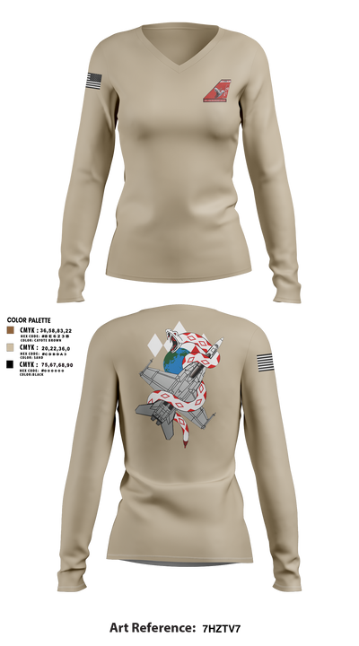 VFA-102 23546693 Women's Long Sleeve V-neck Shirt - 2