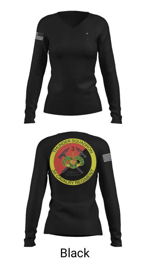 Women's Long Sleeve Vneck Shirt, 3rd Cavalry Regiment, Army, Teamtime, Team time, sublimation, custom sports apparel, team uniforms, spirit wear, spiritwear, sports uniforms, custom shirts, team store, custom team store, fundraiser sports, apparel fundraiser