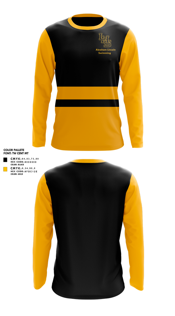 Long Sleeve Performance Shirt, Abraham Lincoln High School Swimming, Swimming, Teamtime, Team time, sublimation, custom sports apparel, team uniforms, spirit wear, spiritwear, sports uniforms, custom shirts, team store, custom team store, fundraiser sports, apparel fundraiser