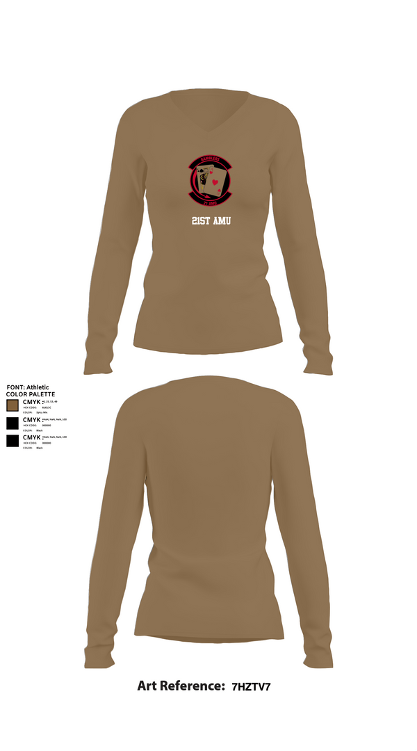 Womens Long Sleeve Vneck Shirt, 21st AMU, , Teamtime, Team time, sublimation, custom sports apparel, team uniforms, spirit wear, spiritwear, sports uniforms, custom shirts, team store, custom team store, fundraiser sports, apparel fundraiser