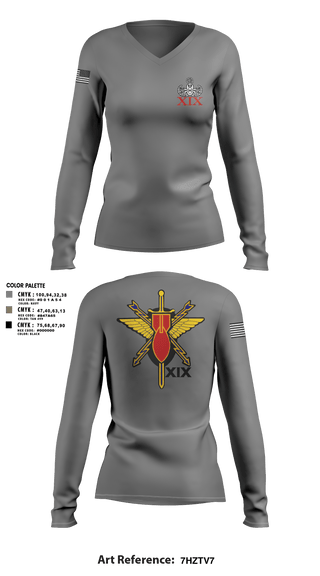 Womens Long Sleeve Vneck Shirt, 19th EOD, Air Force, Teamtime, Team time, sublimation, custom sports apparel, team uniforms, spirit wear, spiritwear, sports uniforms, custom shirts, team store, custom team store, fundraiser sports, apparel fundraiser