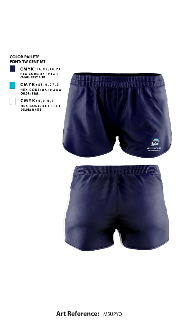 Womens Shorts, Gulf Shores High School Cross Country, Cross Country, Teamtime, Team time, sublimation, custom sports apparel, team uniforms, spirit wear, spiritwear, sports uniforms, custom shirts, team store, custom team store, fundraiser sports, apparel fundraiser