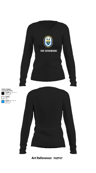 Women's Long Sleeve Vneck Shirt, USS RUSHMORE, Navy, Teamtime, Team time, sublimation, custom sports apparel, team uniforms, spirit wear, spiritwear, sports uniforms, custom shirts, team store, custom team store, fundraiser sports, apparel fundraiser