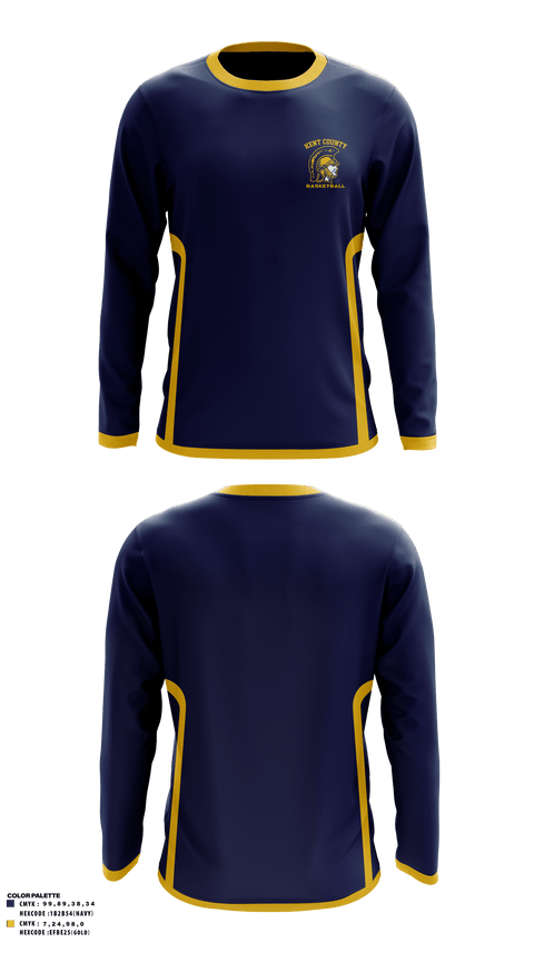 Long Sleeve Performance Shirt, Kent County High School Basketball, Men's Basketball, Teamtime, Team time, sublimation, custom sports apparel, team uniforms, spirit wear, spiritwear, sports uniforms, custom shirts, team store, custom team store, fundraiser sports, apparel fundraiser