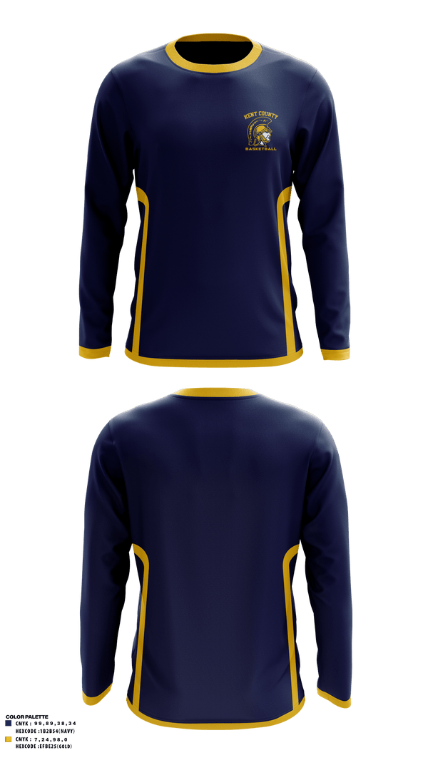 Long Sleeve Performance Shirt, Kent County High School Basketball, Men's Basketball, Teamtime, Team time, sublimation, custom sports apparel, team uniforms, spirit wear, spiritwear, sports uniforms, custom shirts, team store, custom team store, fundraiser sports, apparel fundraiser