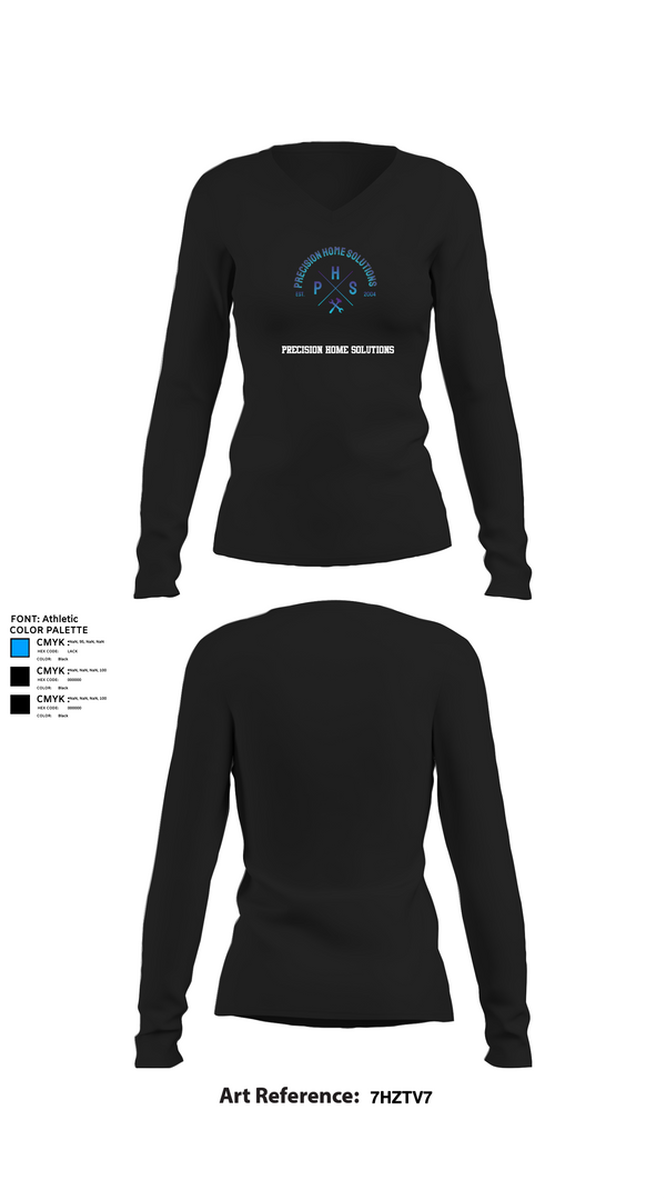 Womens Long Sleeve Vneck Shirt, Precision home solutions, , Teamtime, Team time, sublimation, custom sports apparel, team uniforms, spirit wear, spiritwear, sports uniforms, custom shirts, team store, custom team store, fundraiser sports, apparel fundraiser