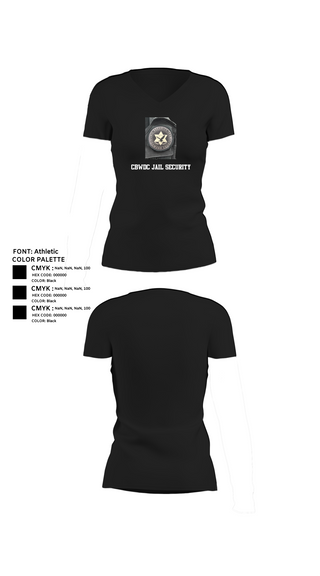 Womens Short Sleeve Vneck Shirt, CBWDC Jail Security, , Teamtime, Team time, sublimation, custom sports apparel, team uniforms, spirit wear, spiritwear, sports uniforms, custom shirts, team store, custom team store, fundraiser sports, apparel fundraiser