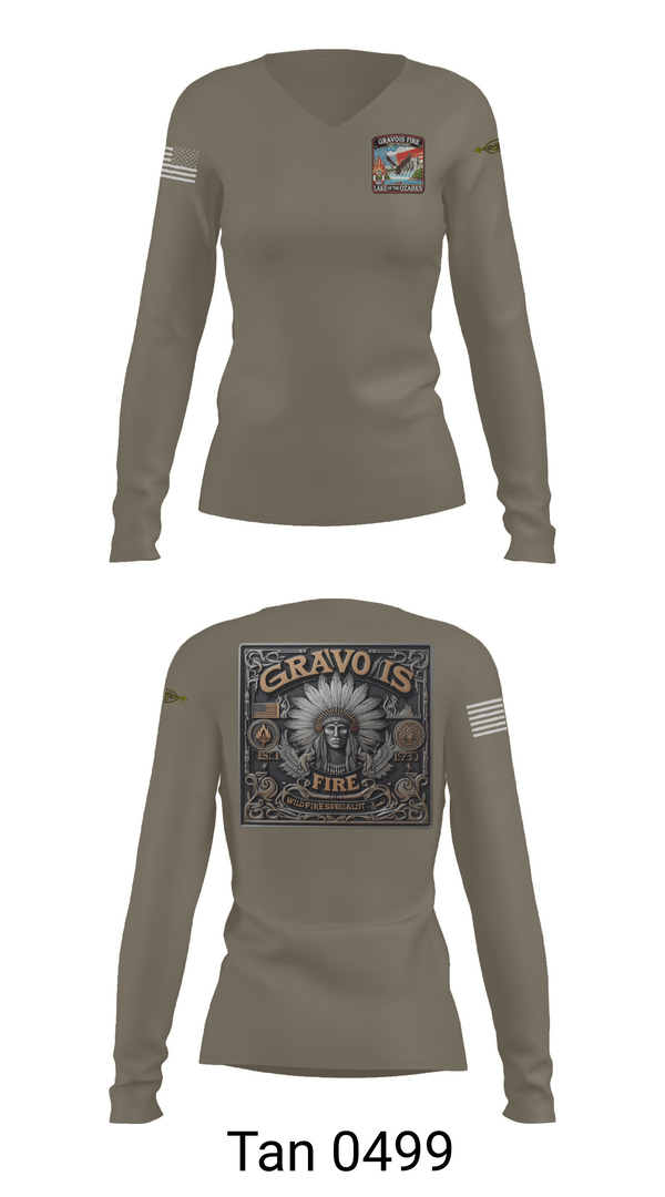 Womens Long Sleeve Vneck Shirt, Gravois Fire Special Operations, Fire Department, Teamtime, Team time, sublimation, custom sports apparel, team uniforms, spirit wear, spiritwear, sports uniforms, custom shirts, team store, custom team store, fundraiser sports, apparel fundraiser