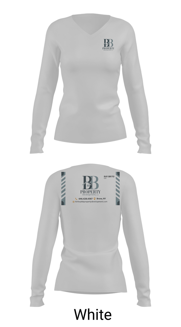 Womens Long Sleeve Vneck Shirt, BB PROPERTY DEVELOPMENT, , Teamtime, Team time, sublimation, custom sports apparel, team uniforms, spirit wear, spiritwear, sports uniforms, custom shirts, team store, custom team store, fundraiser sports, apparel fundraiser