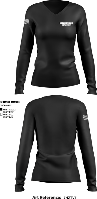 Women's Long Sleeve Vneck Shirt, Monument Police Department, Police, Teamtime, Team time, sublimation, custom sports apparel, team uniforms, spirit wear, spiritwear, sports uniforms, custom shirts, team store, custom team store, fundraiser sports, apparel fundraiser