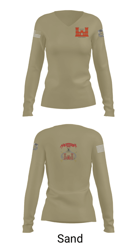 Women's Long Sleeve Vneck Shirt, 1138th SAPPER Company, Army, Teamtime, Team time, sublimation, custom sports apparel, team uniforms, spirit wear, spiritwear, sports uniforms, custom shirts, team store, custom team store, fundraiser sports, apparel fundraiser