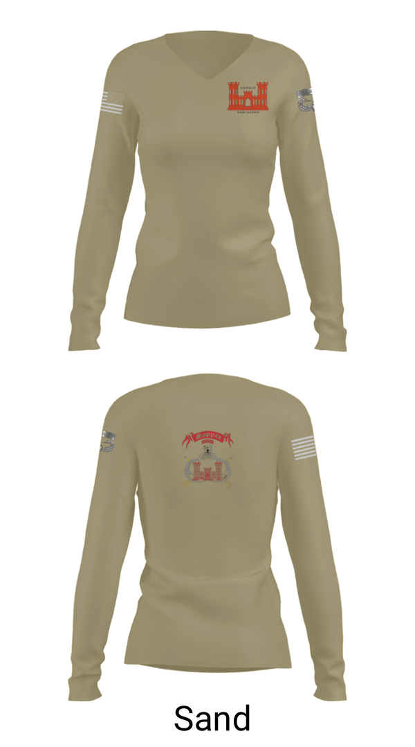 Women's Long Sleeve Vneck Shirt, 1138th SAPPER Company, Army, Teamtime, Team time, sublimation, custom sports apparel, team uniforms, spirit wear, spiritwear, sports uniforms, custom shirts, team store, custom team store, fundraiser sports, apparel fundraiser
