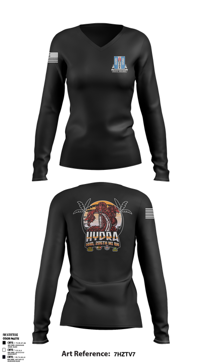 HHD 205th MI BN Women's Long Sleeve V-neck Shirt - 2 (1)