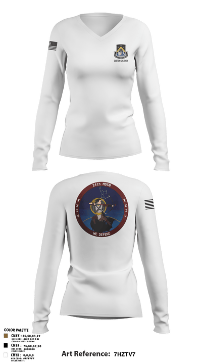 24th MDSB 11455369 Women's Long Sleeve V-neck Shirt - 109