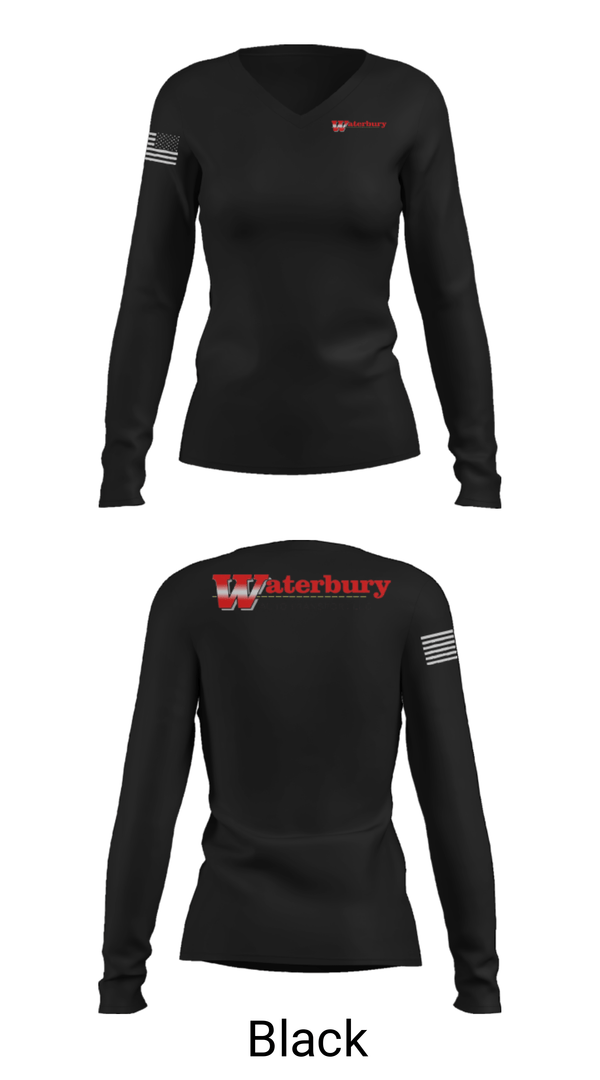 Womens Long Sleeve Vneck Shirt, Waterbury Auto Transport, , Teamtime, Team time, sublimation, custom sports apparel, team uniforms, spirit wear, spiritwear, sports uniforms, custom shirts, team store, custom team store, fundraiser sports, apparel fundraiser