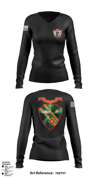 Womens Long Sleeve Vneck Shirt, Det. 4 Tows and Scouts 4th Tank Battalion, , Teamtime, Team time, sublimation, custom sports apparel, team uniforms, spirit wear, spiritwear, sports uniforms, custom shirts, team store, custom team store, fundraiser sports, apparel fundraiser