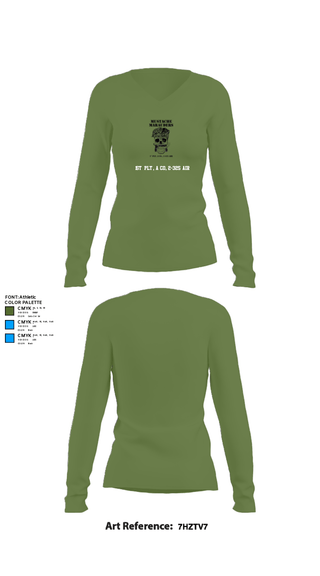 Women's Long Sleeve Vneck Shirt, 1st Plt, A Co, 2-325 AIR, Army, Teamtime, Team time, sublimation, custom sports apparel, team uniforms, spirit wear, spiritwear, sports uniforms, custom shirts, team store, custom team store, fundraiser sports, apparel fundraiser
