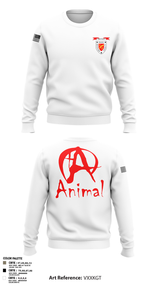 Crew Neck Sweatshirt, 1/7 animal, Marines, Teamtime, Team time, sublimation, custom sports apparel, team uniforms, spirit wear, spiritwear, sports uniforms, custom shirts, team store, custom team store, fundraiser sports, apparel fundraiser