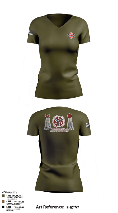 q trp 4/278th 42866312 Women's Short Sleeve V-neck Shirt - 1