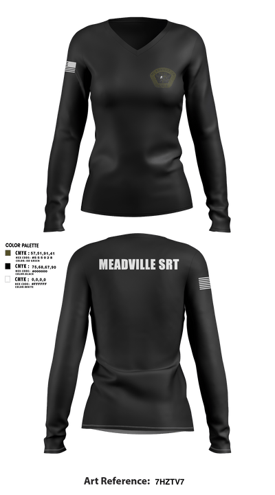 Meadville SRT 57594124 Women's Long Sleeve V-neck Shirt -1 6